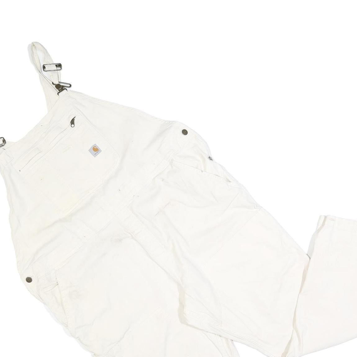 CARHARTT Womens White Cotton Blend Dungarees Loose Fit 2XL W48 L30 Workwear