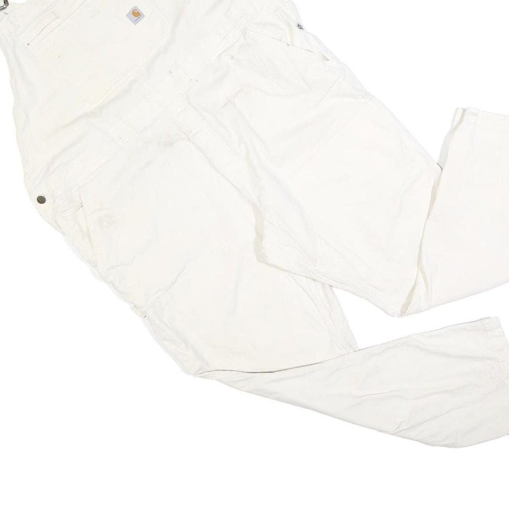CARHARTT Womens White Cotton Blend Dungarees Loose Fit 2XL W48 L30 Workwear