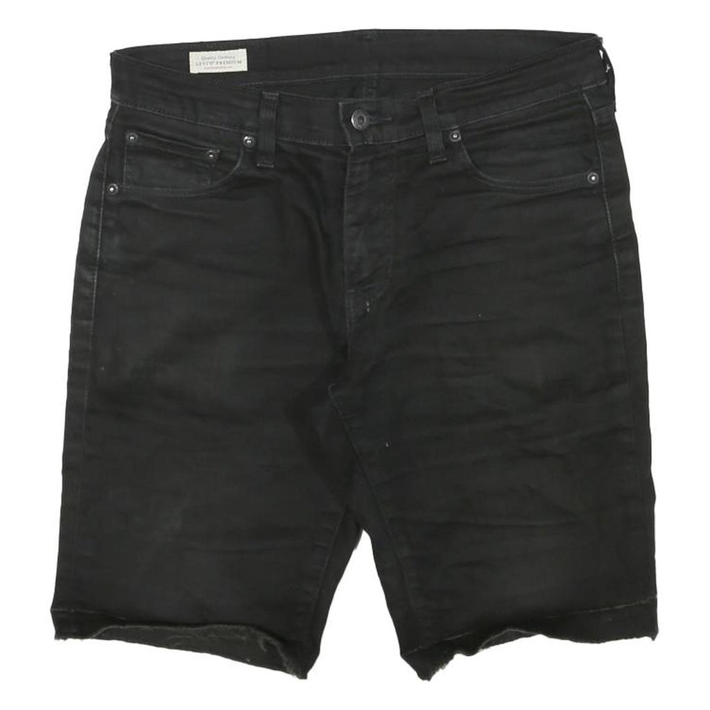 LEVI'S Mens Black Denim Cut-Off Shorts L W30 Casual Cotton Blend
