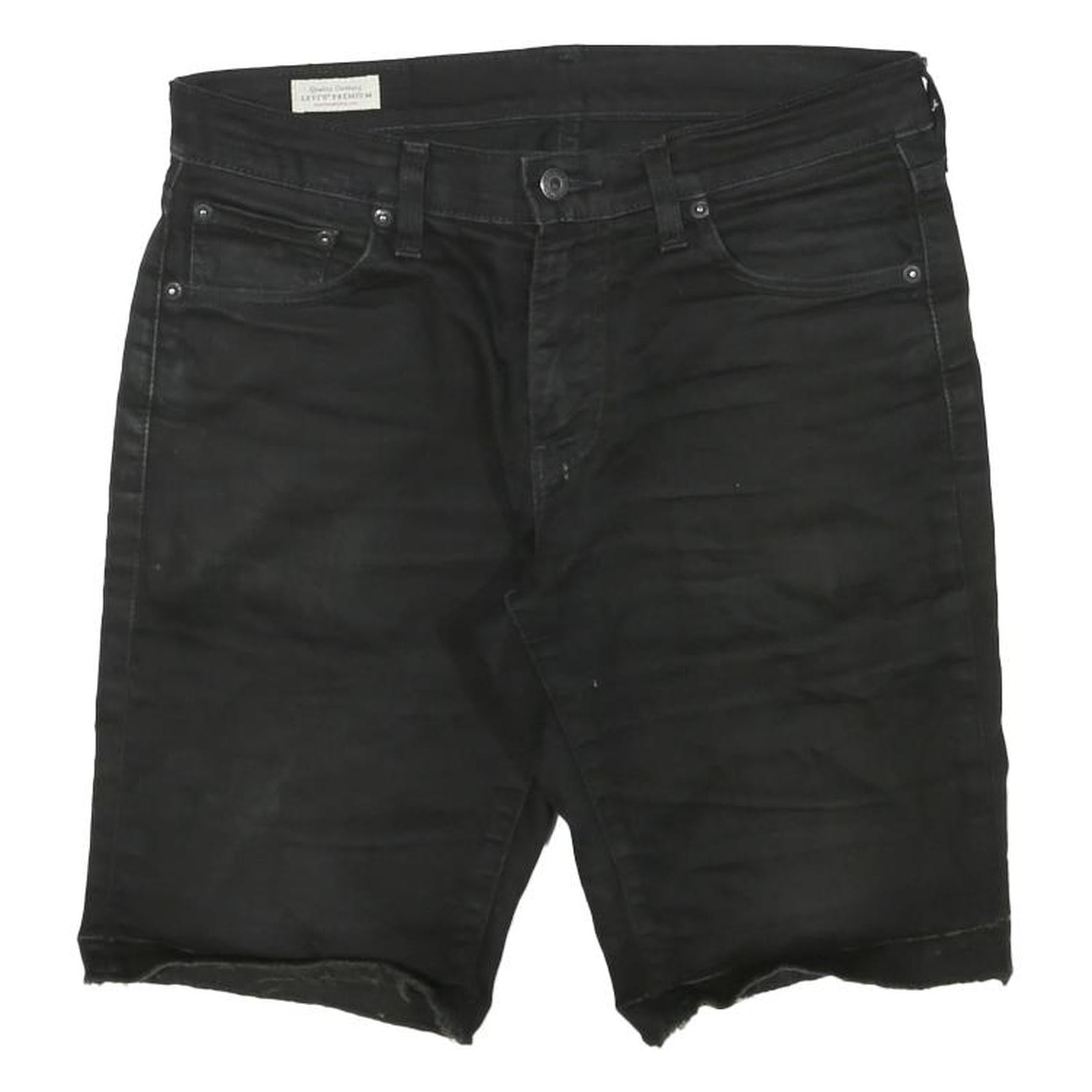 LEVI'S Mens Black Denim Cut-Off Shorts L W30 Casual Cotton Blend