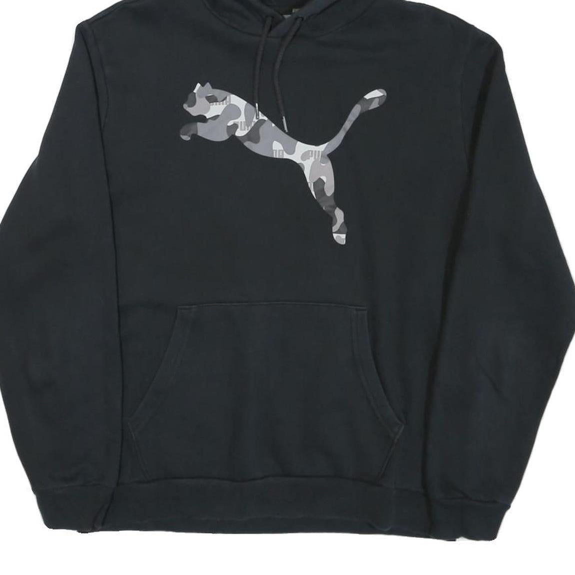 PUMA Mens Black Camouflage Logo Pullover Hoodie M Casual Sportswear