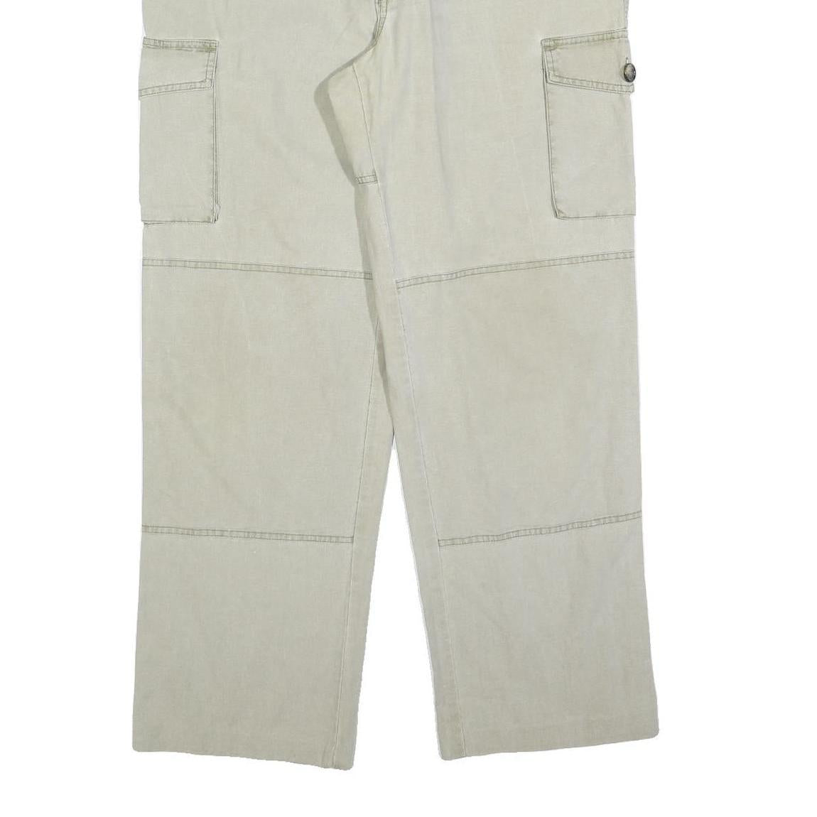 BERNWALT Mens Beige Polyester Blend Regular Straight Trousers W38 L30 Cargo Zip