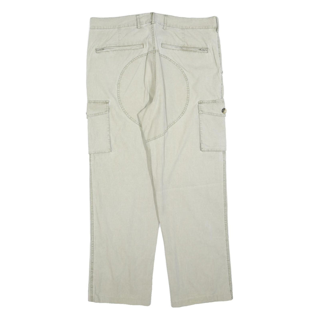 BERNWALT Mens Beige Polyester Blend Regular Straight Trousers W38 L30 Cargo Zip