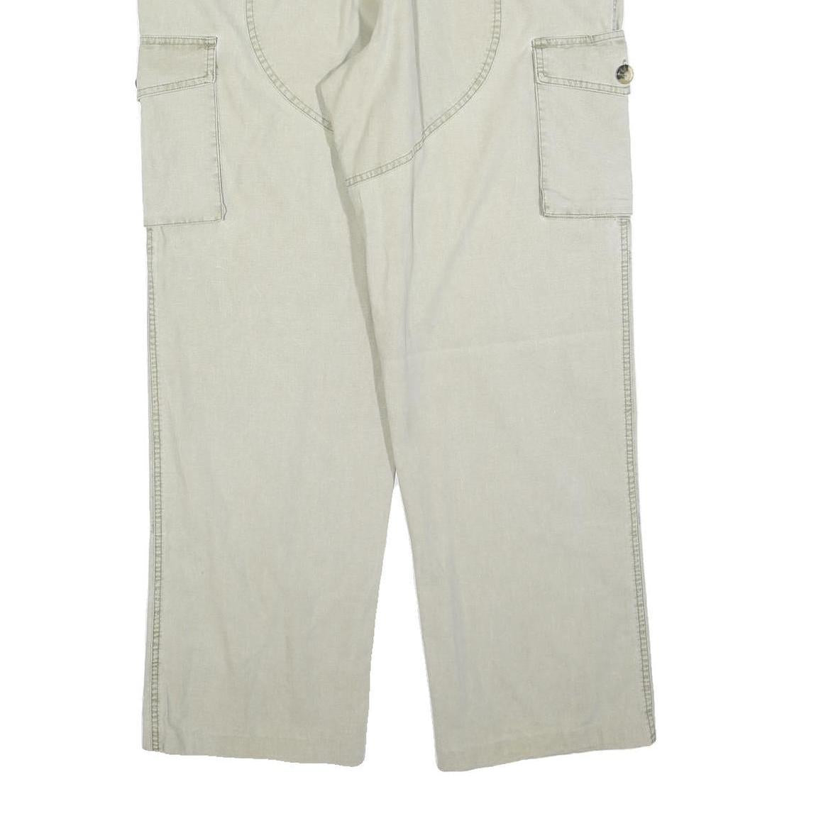 BERNWALT Mens Beige Polyester Blend Regular Straight Trousers W38 L30 Cargo Zip