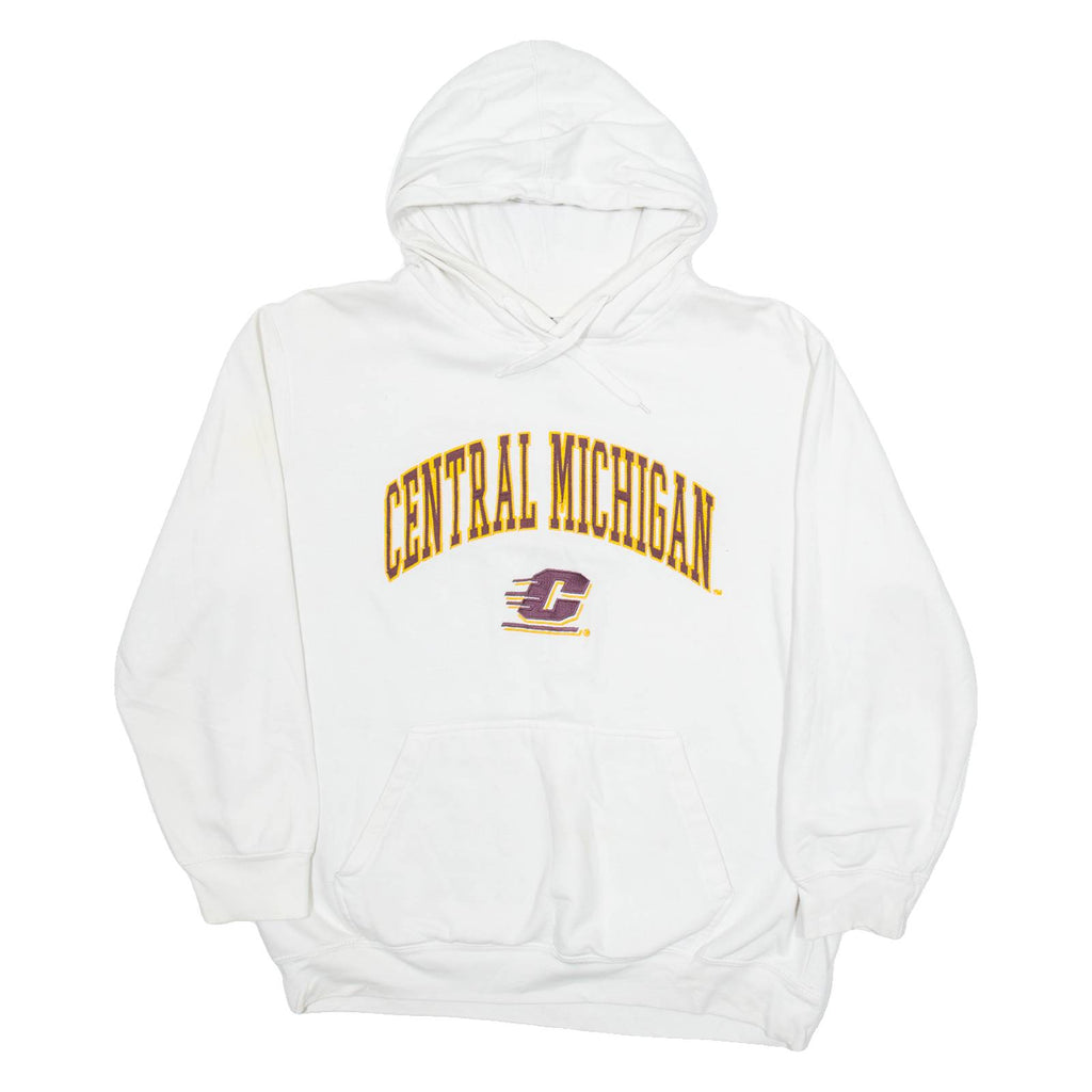 GENUINE STUFF Central Michigain Mens White Hoodie USA M
