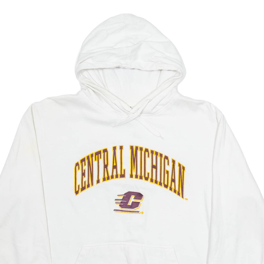 GENUINE STUFF Central Michigain Mens White Hoodie USA M