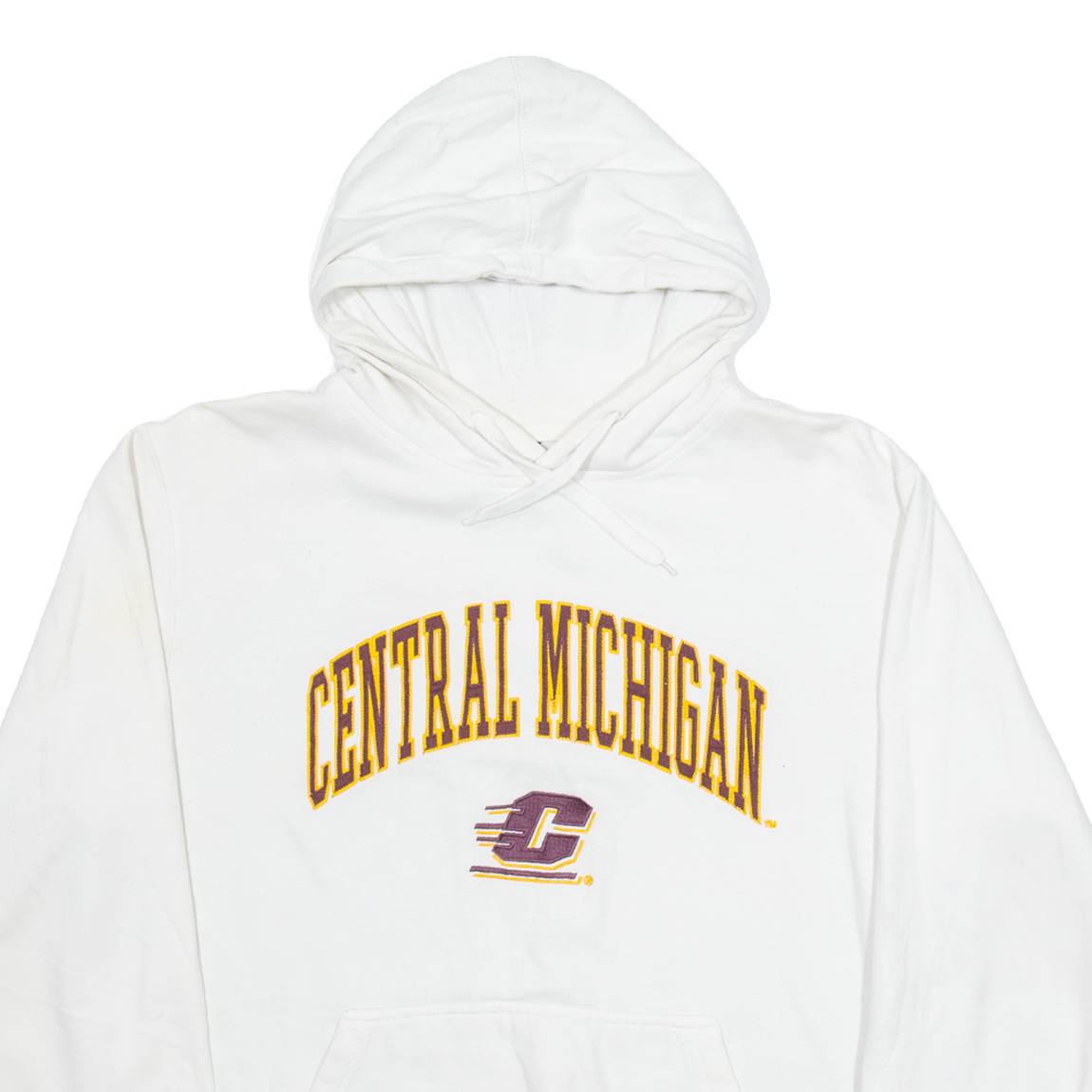 GENUINE STUFF Central Michigain Mens White Hoodie USA M