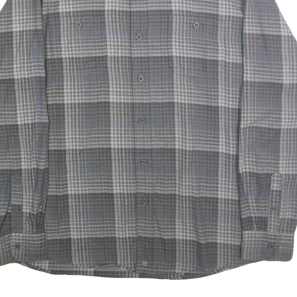 WRANGLER Mens Grey & Blue Check Shirt XL Cotton Blend Long Sleeve Casual