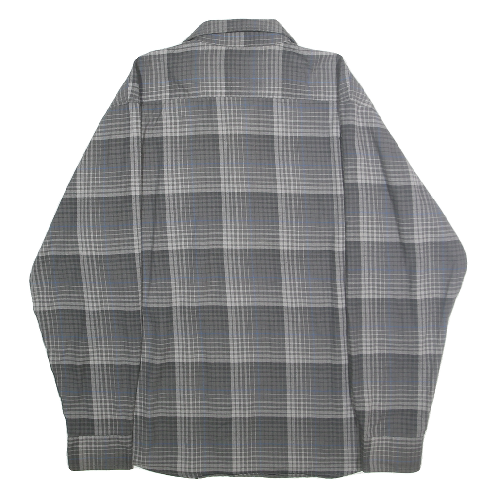 WRANGLER Mens Grey & Blue Check Shirt XL Cotton Blend Long Sleeve Casual