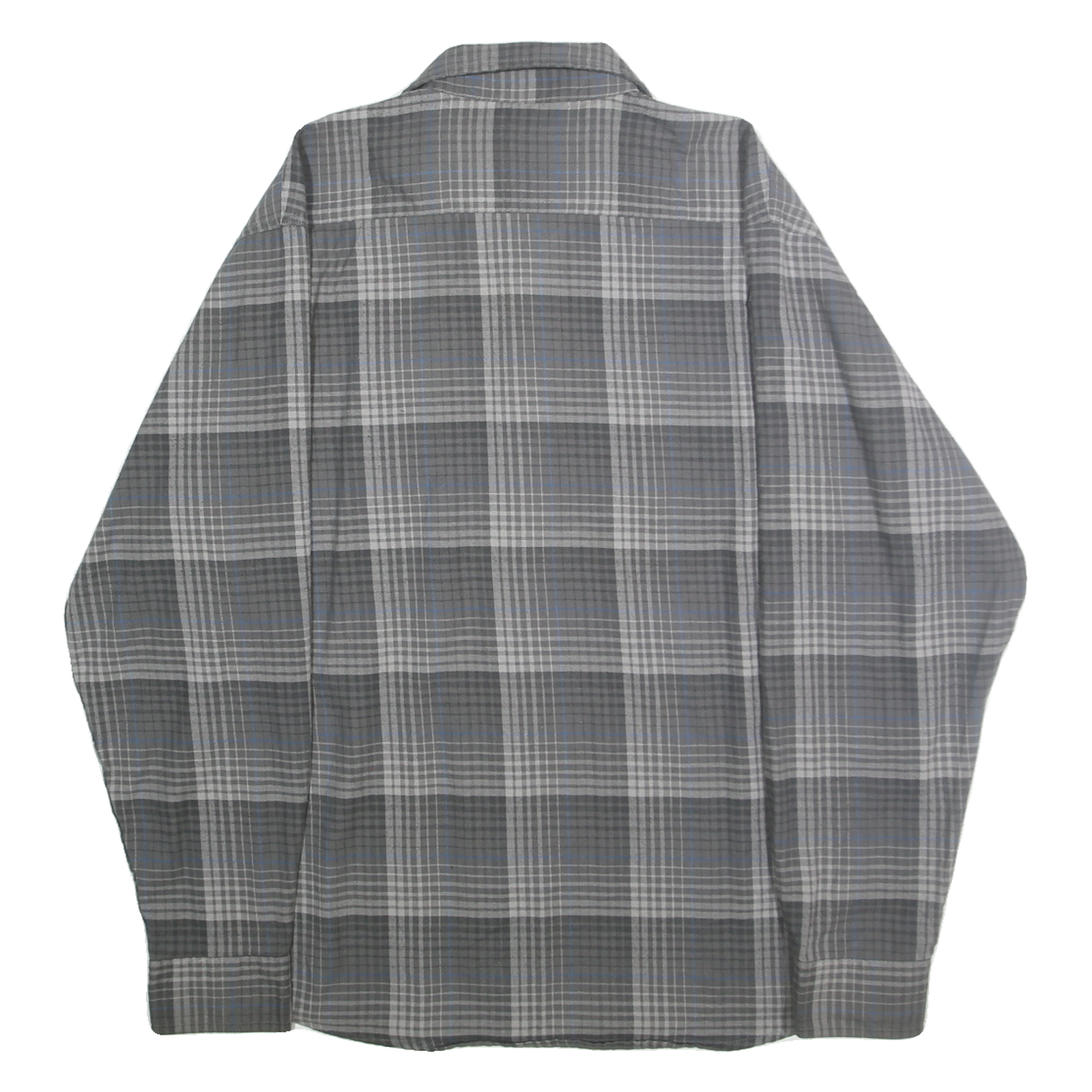 WRANGLER Mens Grey & Blue Check Shirt XL Cotton Blend Long Sleeve Casual