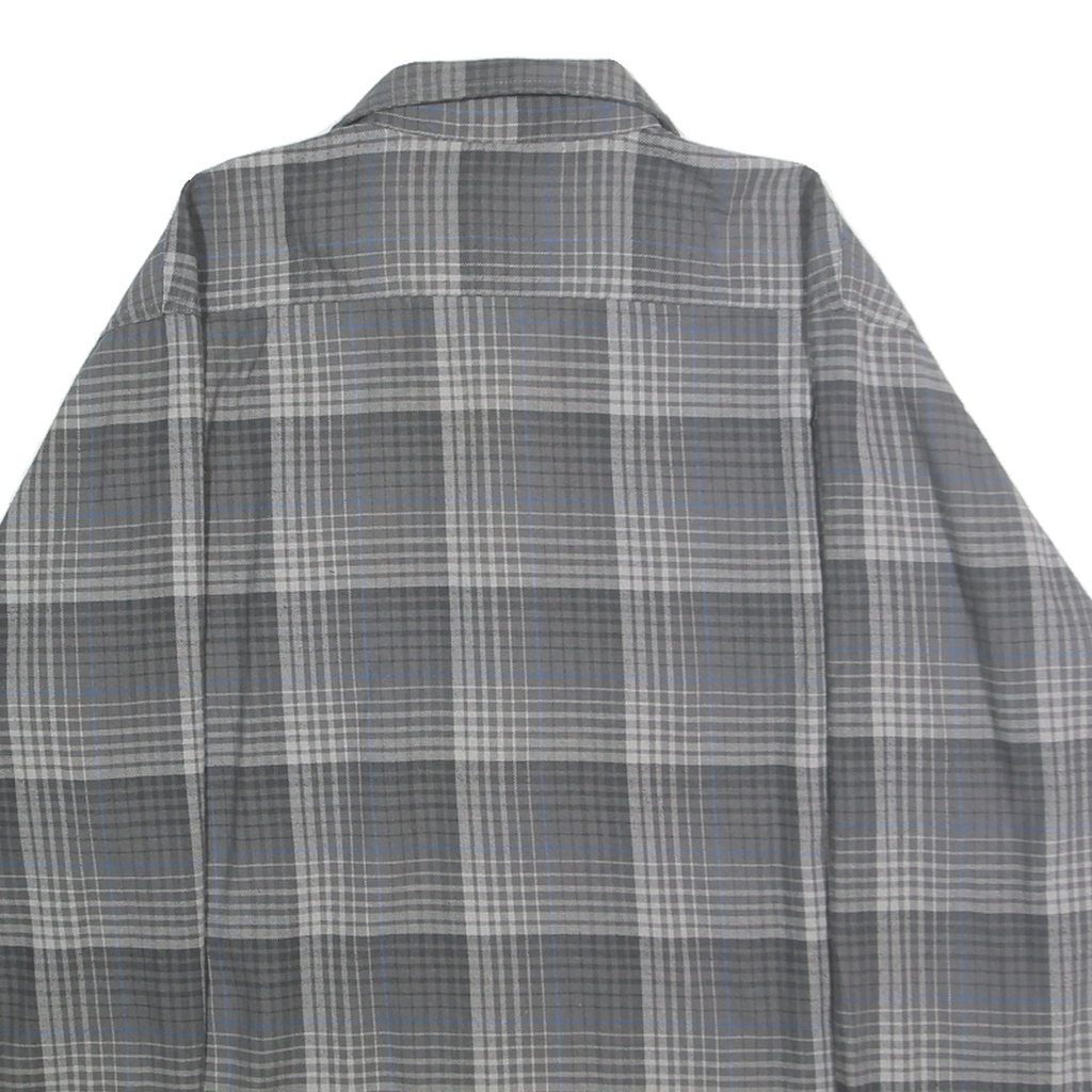 WRANGLER Mens Grey & Blue Check Shirt XL Cotton Blend Long Sleeve Casual