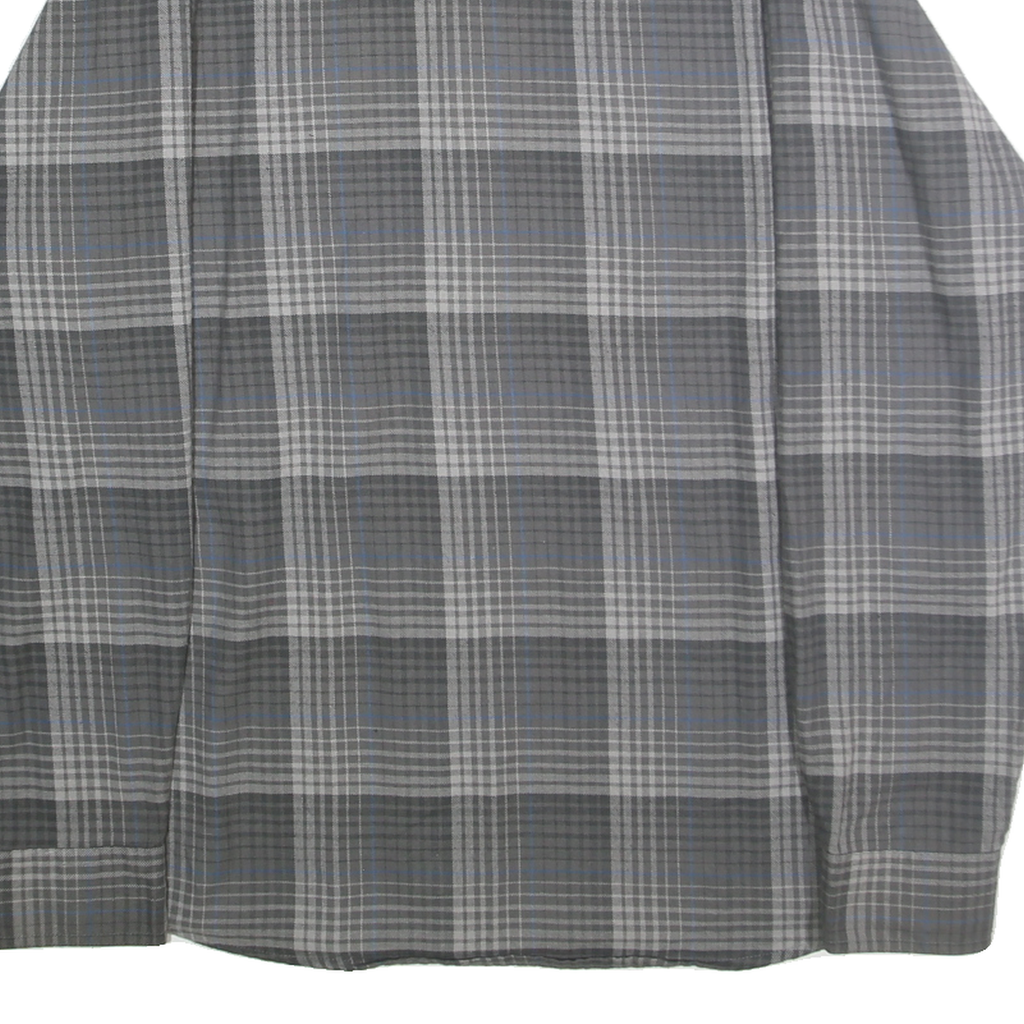 WRANGLER Mens Grey & Blue Check Shirt XL Cotton Blend Long Sleeve Casual