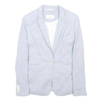 REISS Womens Blue Slim Wool Blend Jacket UK 8 Button Closure Tailored Blazer