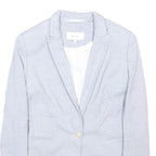 REISS Womens Blue Slim Wool Blend Jacket UK 8 Button Closure Tailored Blazer