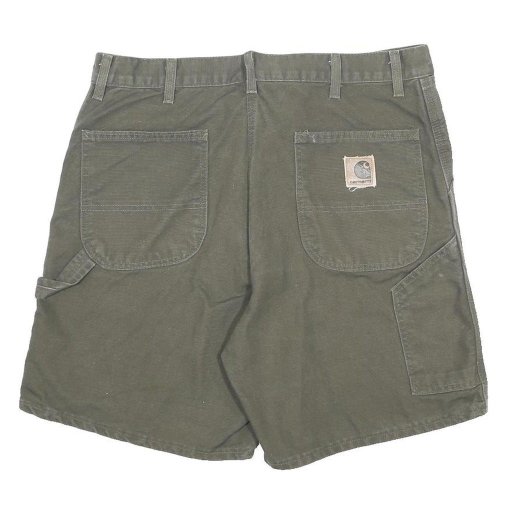 CARHARTT Mens Workwear Green Cotton Canvas Shorts L W36 Relaxed Fit Pocketed