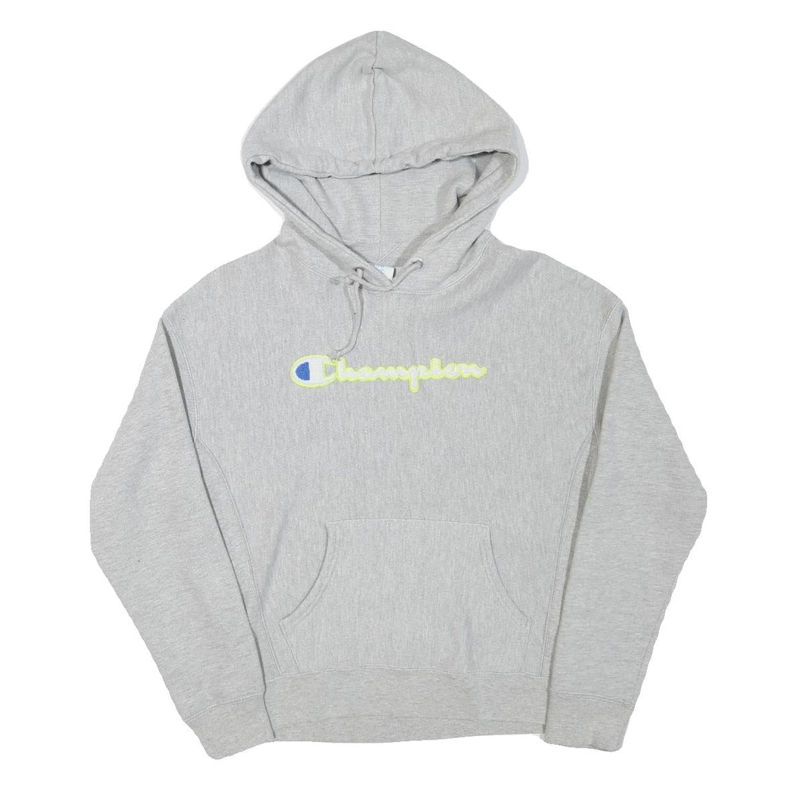 CHAMPION Womens Grey Hoodie M Cotton Blend Pullover Hooded Sweatshirt