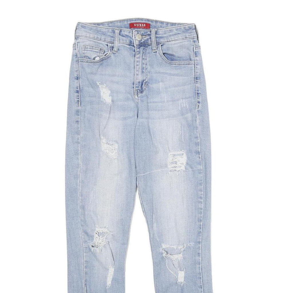GUESS Womens Jeans Slim Skinny Denim Light W24 L28 Distressed Frayed Hem