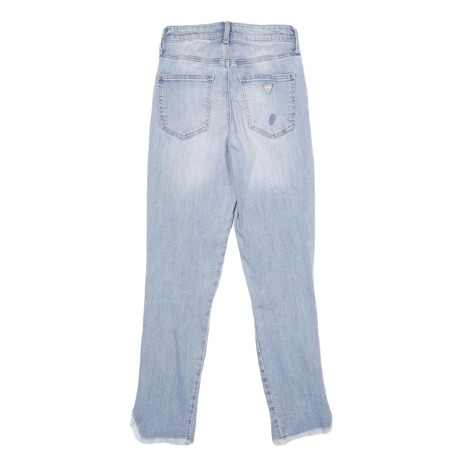 GUESS Womens Jeans Slim Skinny Denim Light W24 L28 Distressed Frayed Hem