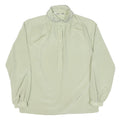 SAPHIR Womens Cream Satin Blouse Long Sleeve Button Neck S Elegant Lightweight
