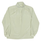 SAPHIR Womens Cream Satin Blouse Long Sleeve Button Neck S Elegant Lightweight