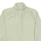 SAPHIR Womens Cream Satin Blouse Long Sleeve Button Neck S Elegant Lightweight