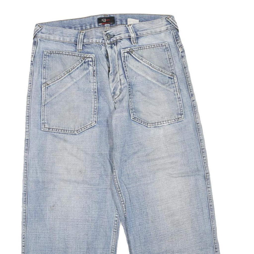 C JEANS Mens Light Blue Regular Fit Straight Cotton Blend Denim Jeans W34 L25