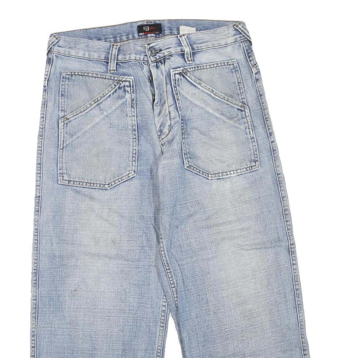 C JEANS Mens Light Blue Regular Fit Straight Cotton Blend Denim Jeans W34 L25