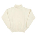 Womens Cream Plain Wool Blend Chunky Knit Jumper Roll Neck L Winter Warm