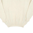 Womens Cream Plain Wool Blend Chunky Knit Jumper Roll Neck L Winter Warm