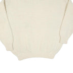 Womens Cream Plain Wool Blend Chunky Knit Jumper Roll Neck L Winter Warm