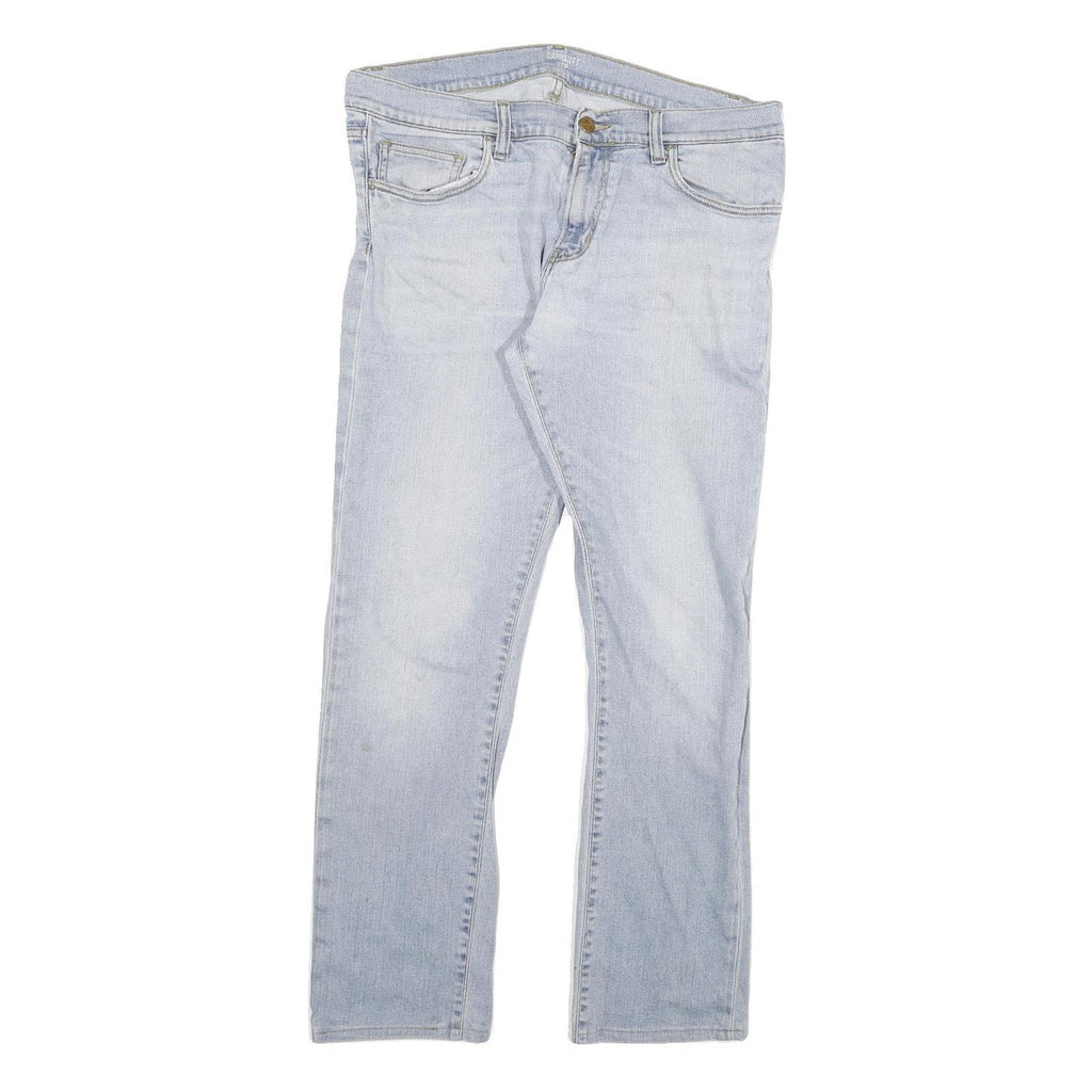 CARHARTT Mens Slim Light Blue Denim Jeans W34 L29 Casual Cotton Blend Zip