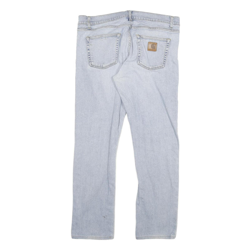 CARHARTT Mens Slim Light Blue Denim Jeans W34 L29 Casual Cotton Blend Zip