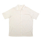 LIBERO Mens White Plain Short Sleeve Shirt L Casual Polyester Blend Summer