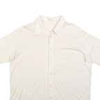 LIBERO Mens White Plain Short Sleeve Shirt L Casual Polyester Blend Summer