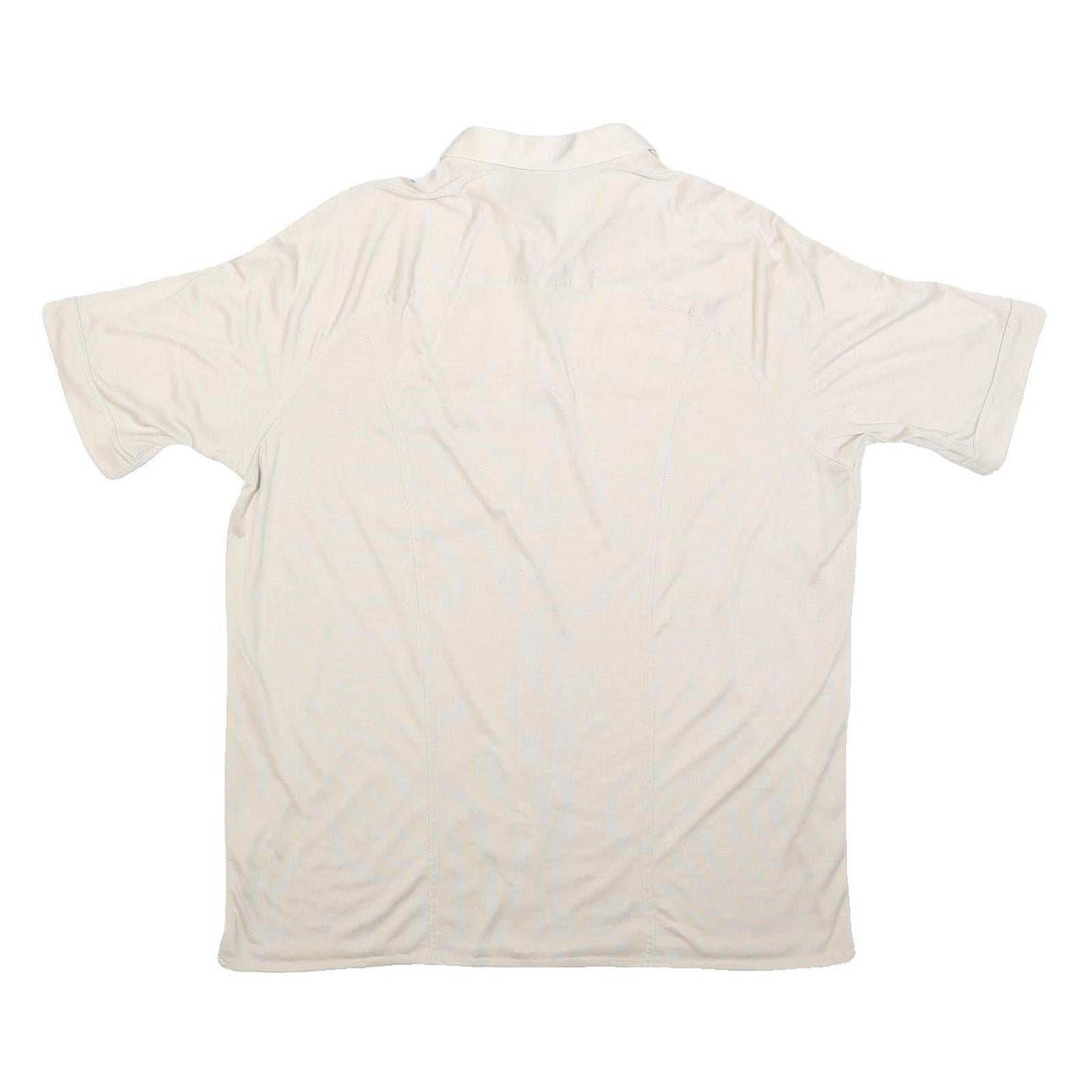 LIBERO Mens White Plain Short Sleeve Shirt L Casual Polyester Blend Summer