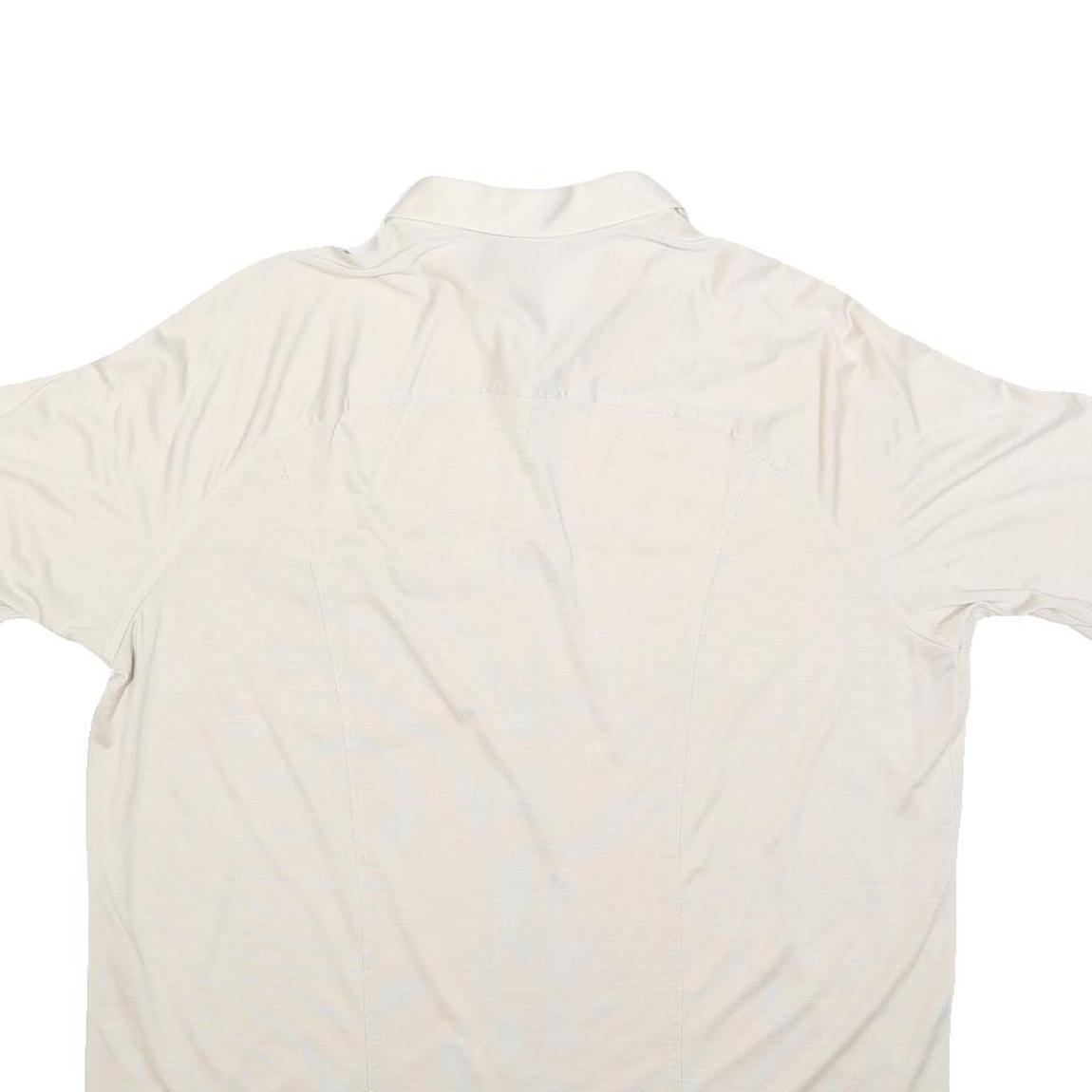 LIBERO Mens White Plain Short Sleeve Shirt L Casual Polyester Blend Summer