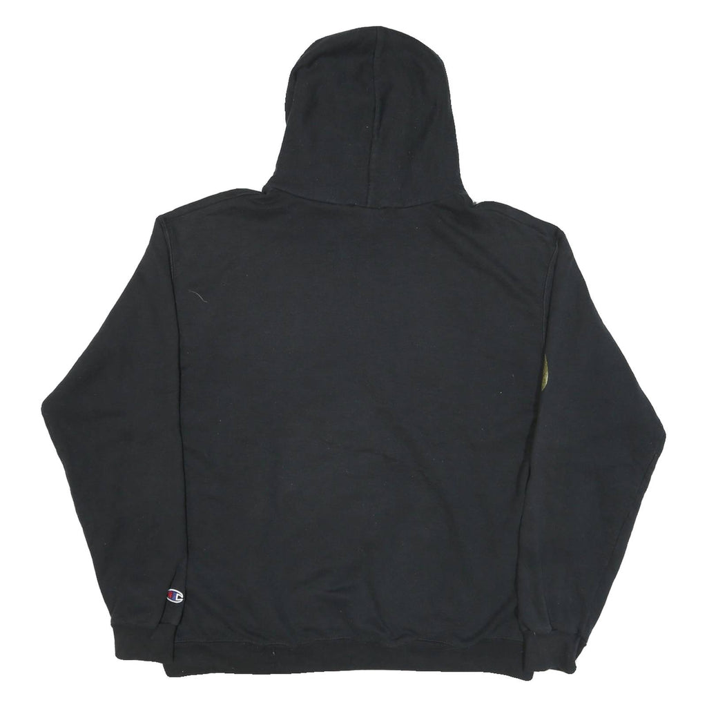 CHAMPION Mens Black Coast Cuts Barbershop Pullover Hoodie XL Printed Sleeve