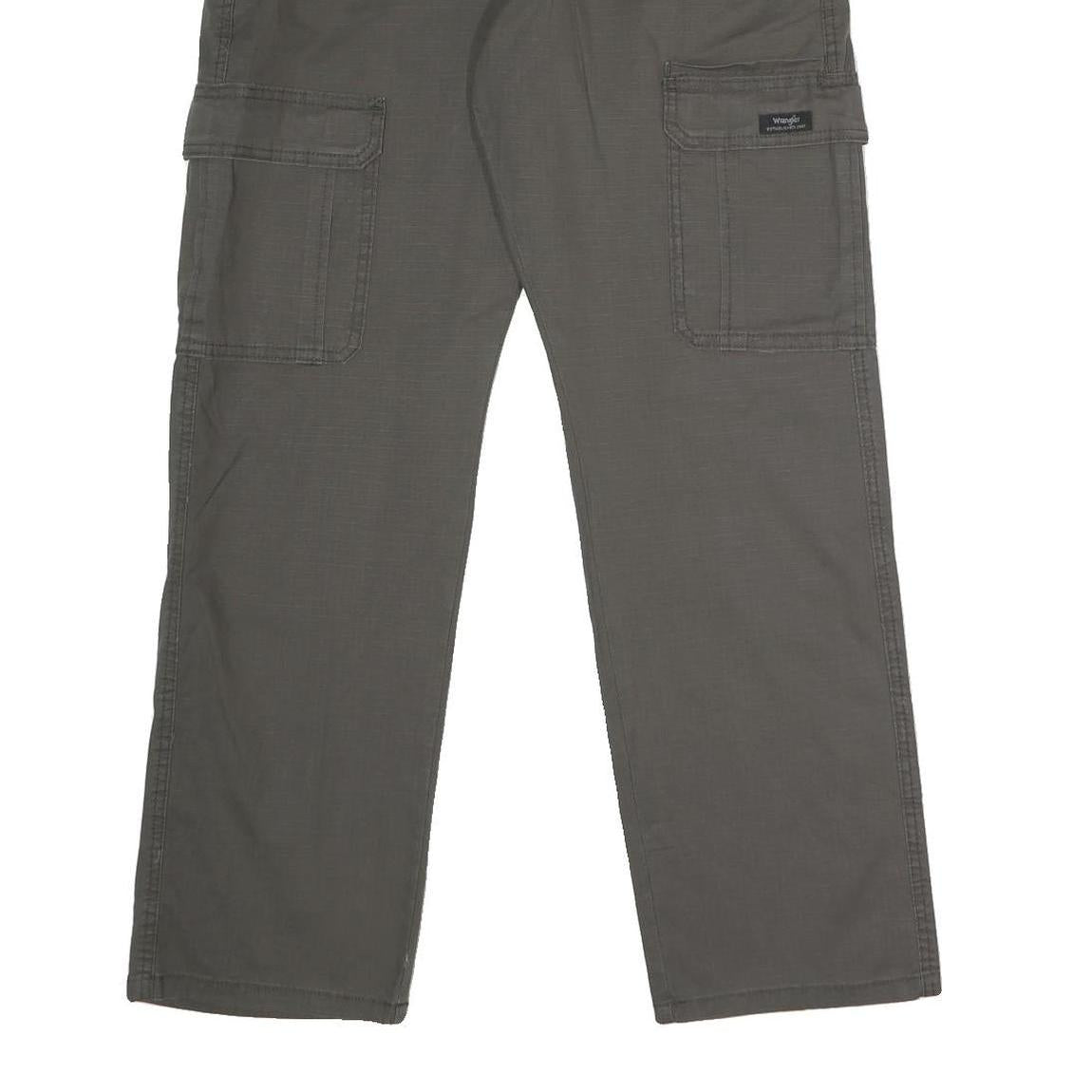 WRANGLER Mens Cotton Blend Grey Relaxed Cargo Trousers W29 L30 Casual Workwear