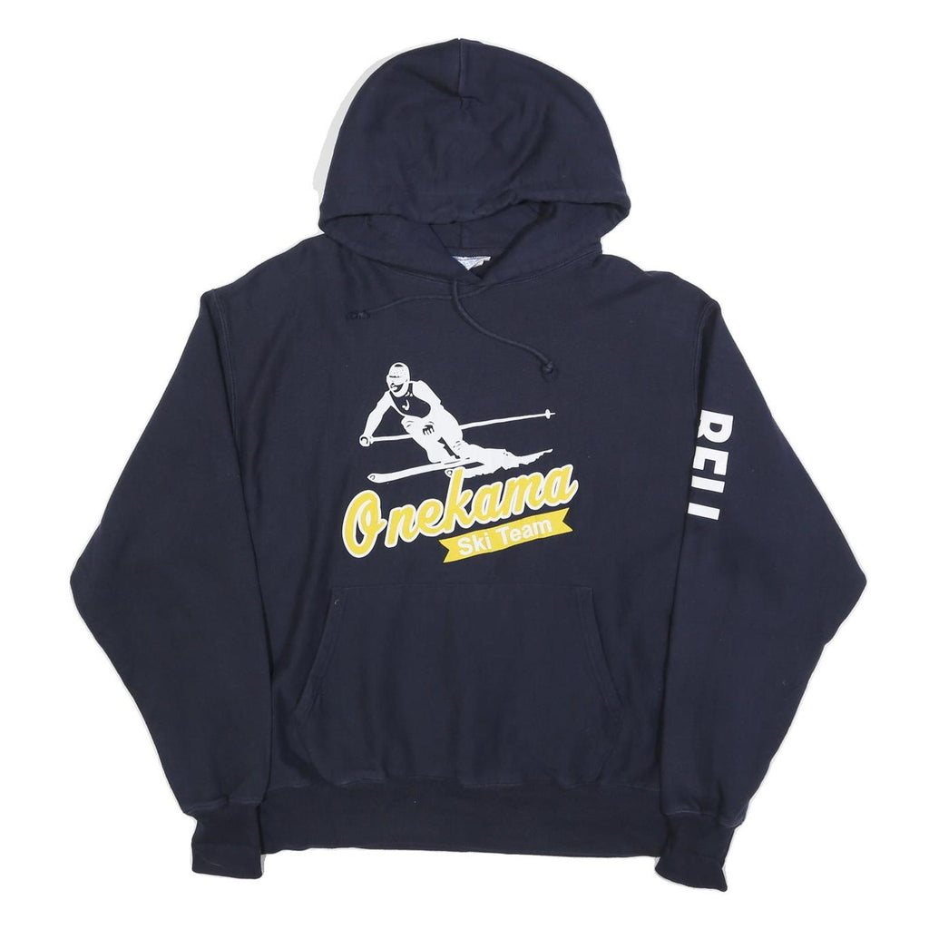 CHAMPION REVERSE WEAVE Mens Navy Onekama Ski Team Pullover Hoodie XL