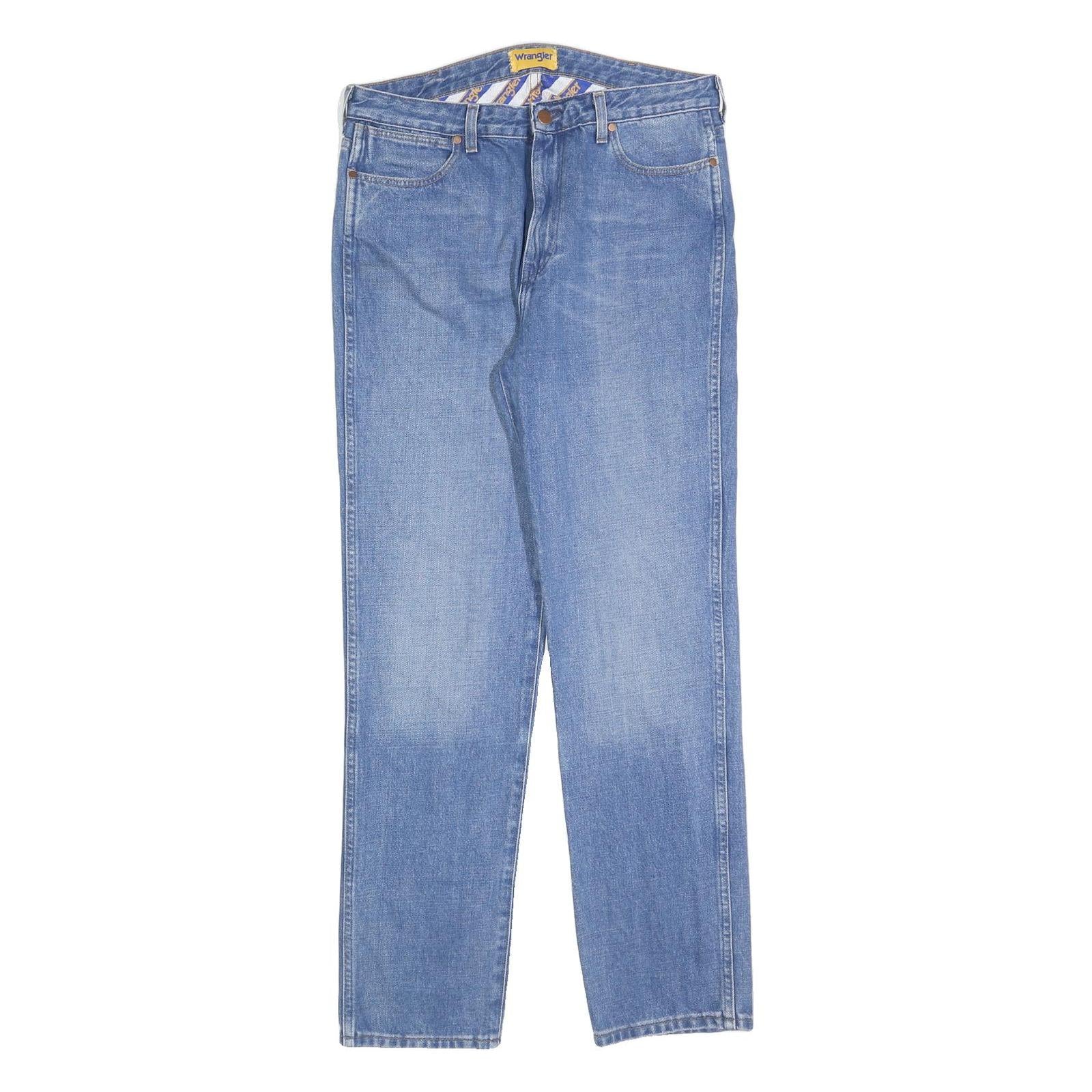 WRANGLER Womens Blue Regular Straight Denim Medium W33 L32 Zip Cotton Blend