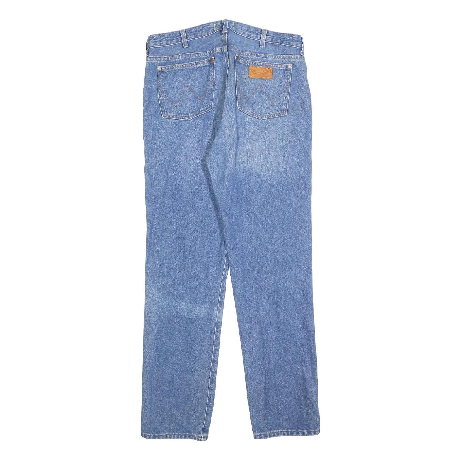 WRANGLER Womens Blue Regular Straight Denim Medium W33 L32 Zip Cotton Blend