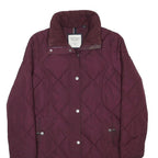 TOMMY HILFIGER Womens Maroon Quilt Jacket L Polyester Diamond Pattern Long