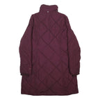 TOMMY HILFIGER Womens Maroon Quilt Jacket L Polyester Diamond Pattern Long