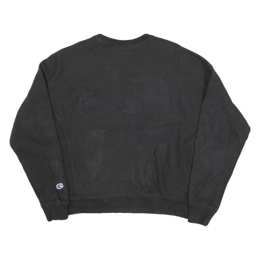 CHAMPION Mens Black Cotton Blend Crew Neck L Sweatshirt Pullover Logo Comfort