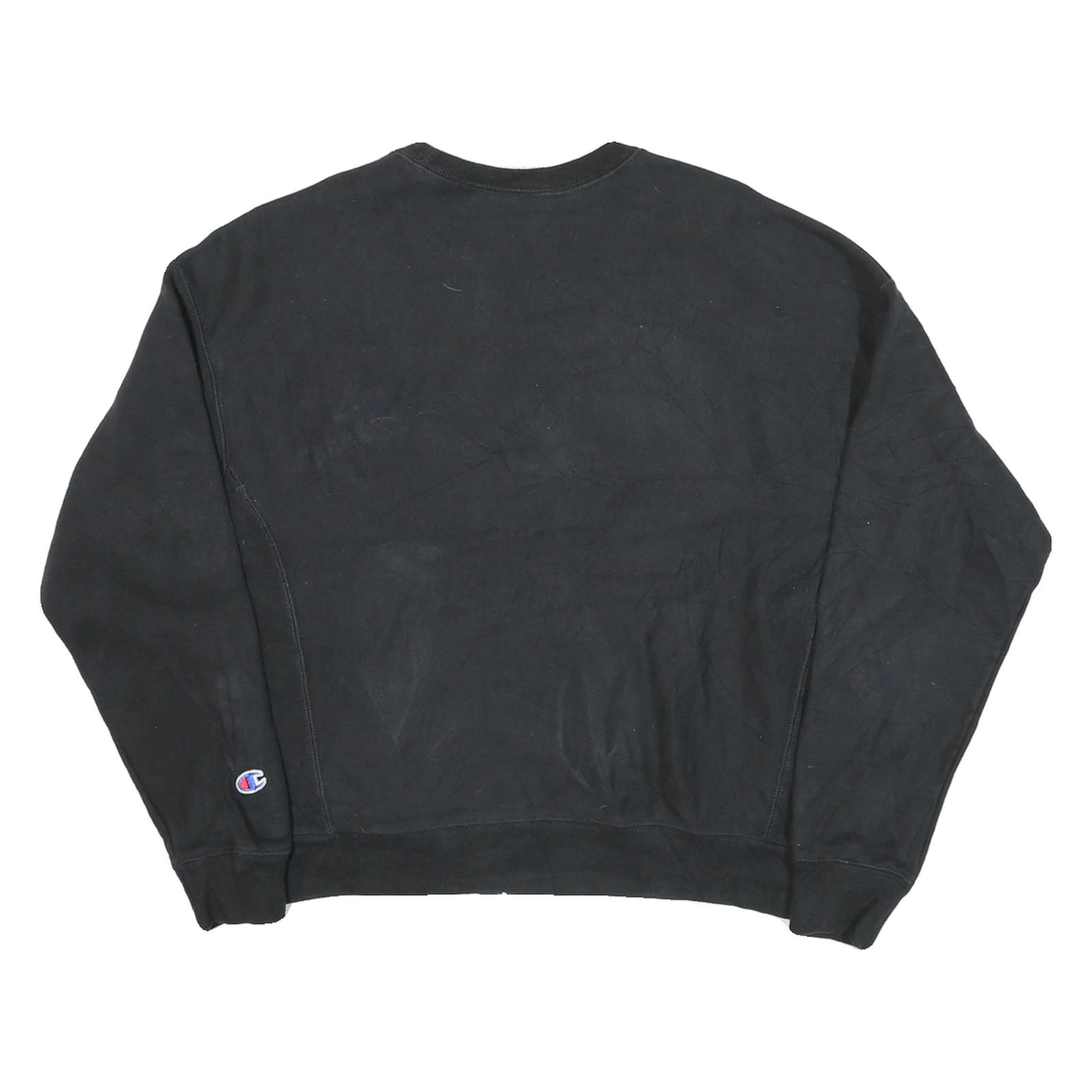 CHAMPION Mens Black Cotton Blend Crew Neck L Sweatshirt Pullover Logo Comfort