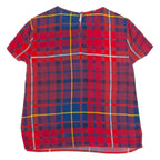 TOMMY HILFIGER Womens Printed Top Red Plaid UK 6