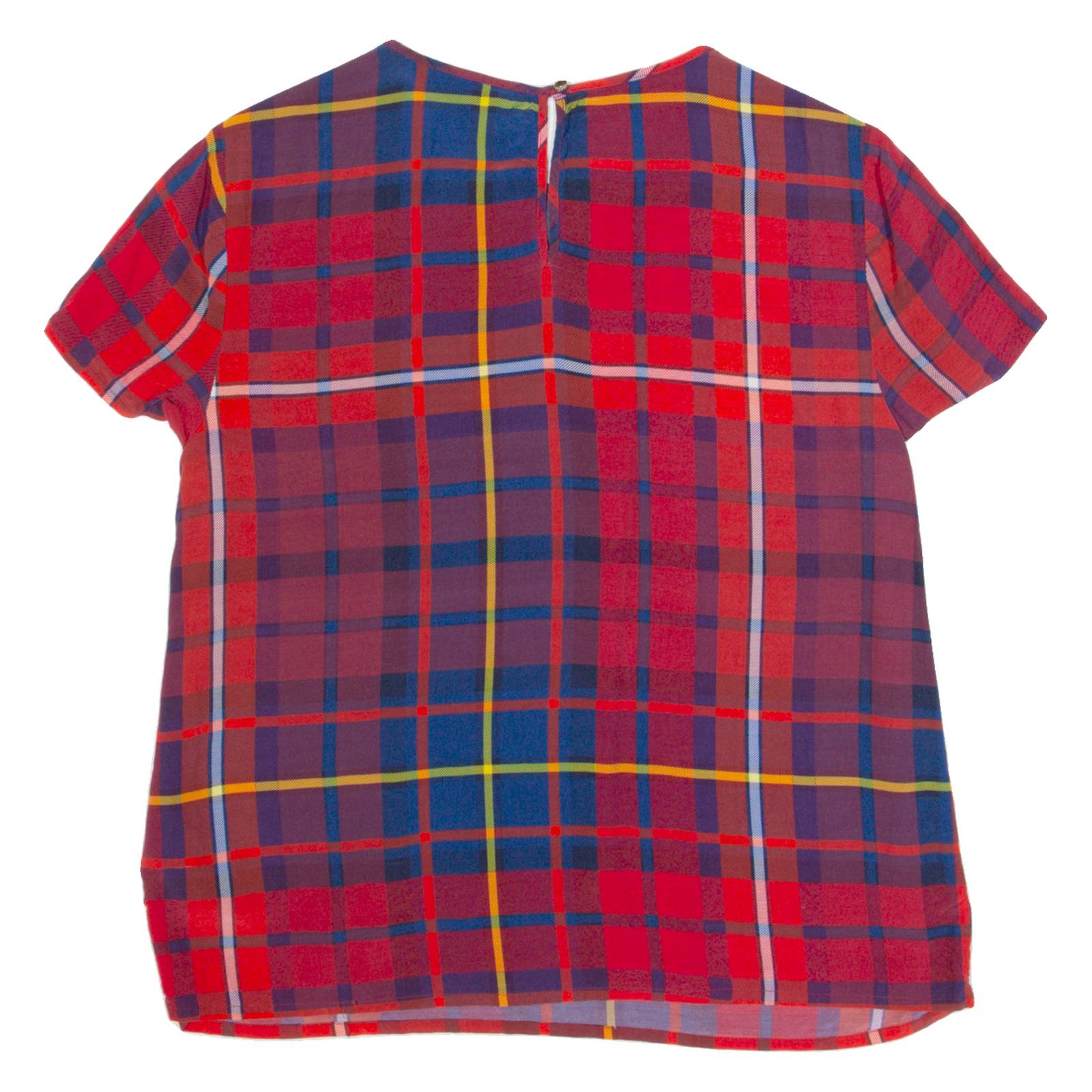 TOMMY HILFIGER Womens Printed Top Red Plaid UK 6