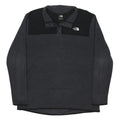 THE NORTH FACE Womens Black & Grey Plain Pullover Fleece Jumper Button Neck XL