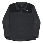 THE NORTH FACE Womens Black & Grey Plain Pullover Fleece Jumper Button Neck XL