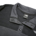 THE NORTH FACE Womens Black & Grey Plain Pullover Fleece Jumper Button Neck XL